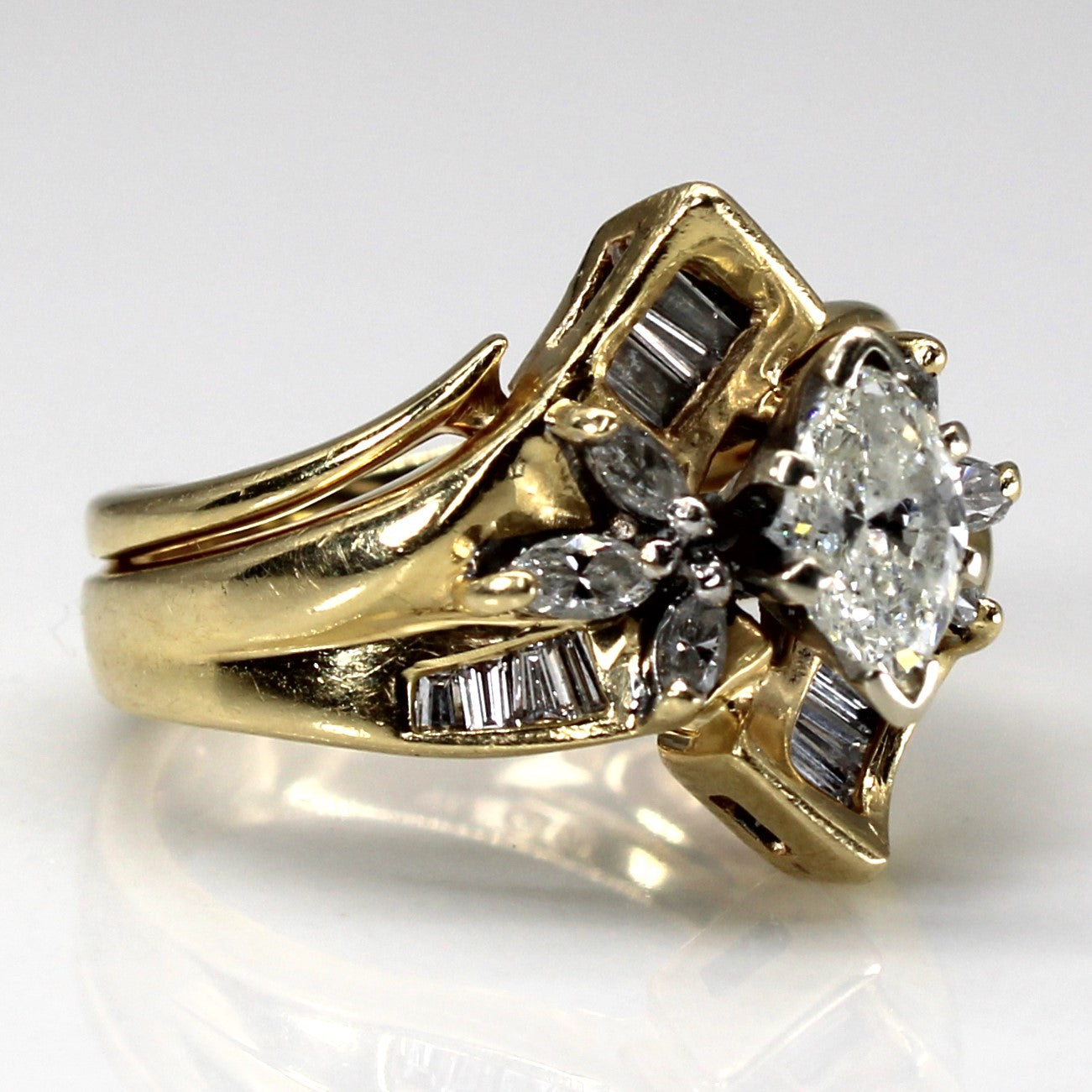 Bypass Multi Diamond Gold Ring | 0.70ctw | SZ 5 |