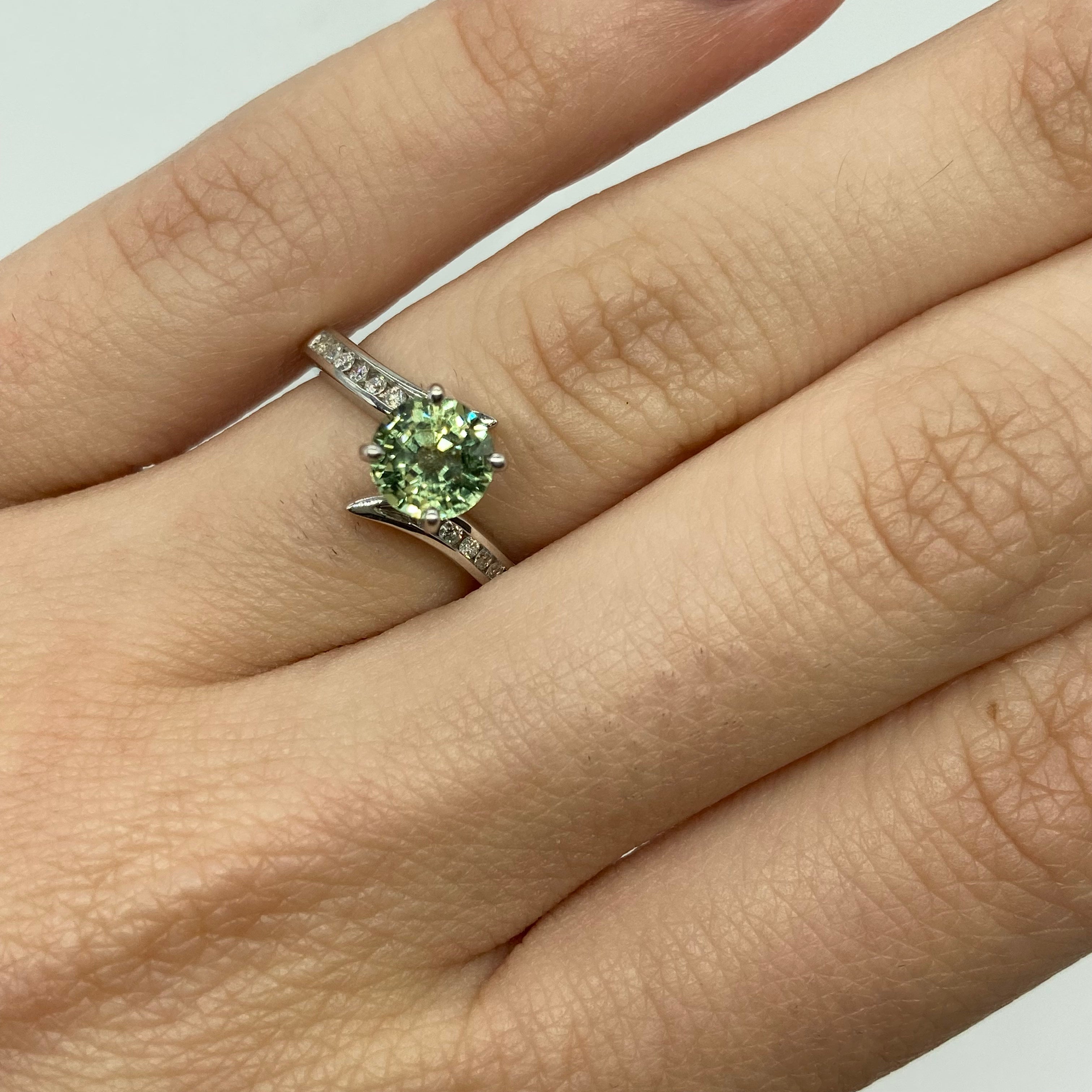 Green Sapphire & Diamond Bypass Ring | 1.01ct | SZ 4 |