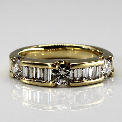 Channel Set Multi Diamond Gold Band | 1.44ctw | SZ 7 |