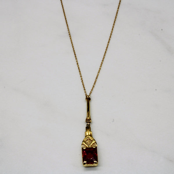 Synthetic Ruby Drop Pendant Necklace | 2.20ct | 15