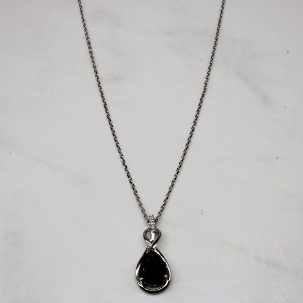 Garnet & Diamond Necklace | 3.55ct, 0.03ctw | 18