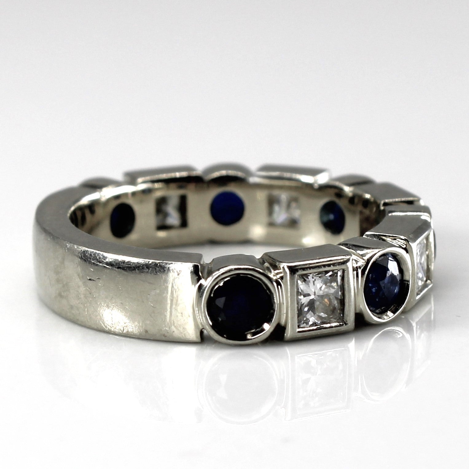 Bezel Set Diamond & Sapphire Ring | 1.13ctw| 0.97ctw | SZ 7 |