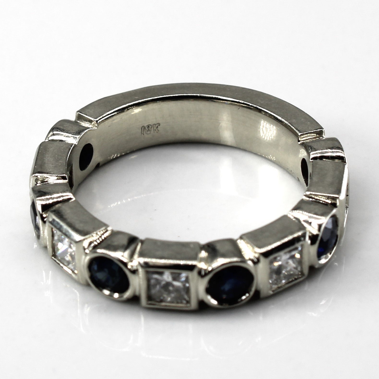 Bague sertie de diamants et de saphirs | 1,13 ct | 0,97 ct | Taille 7 | 