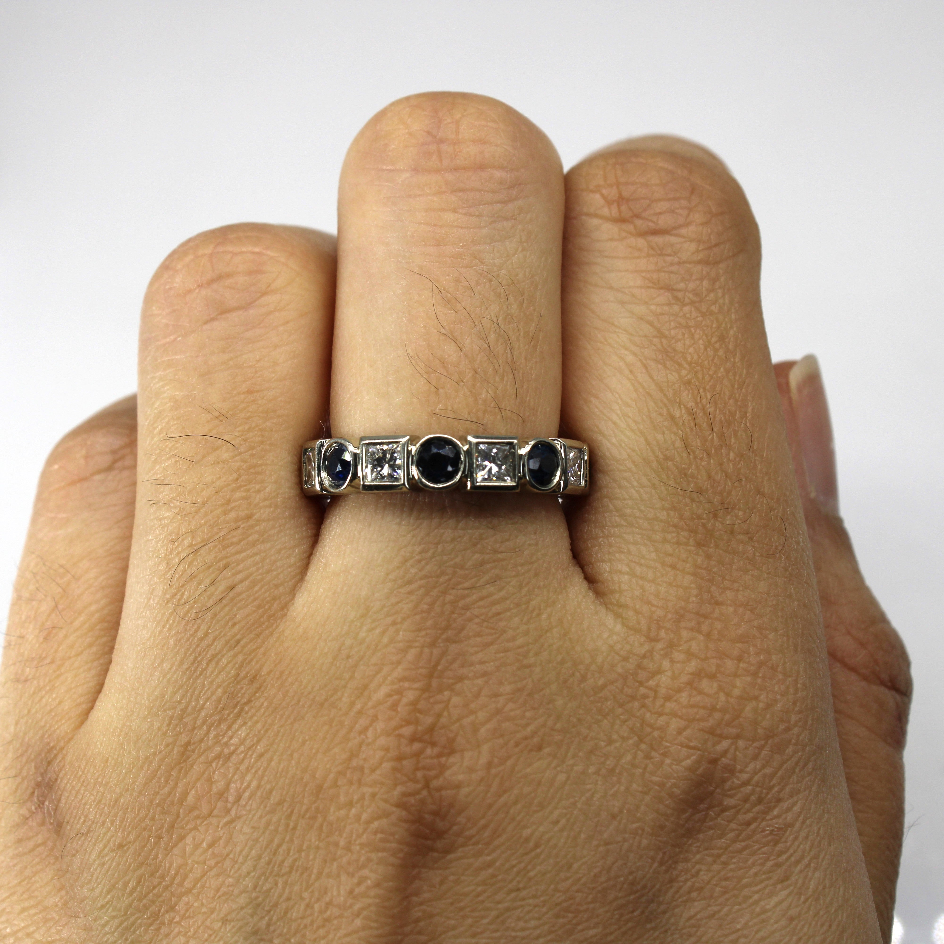 Bague sertie de diamants et de saphirs | 1,13 ct | 0,97 ct | Taille 7 | 