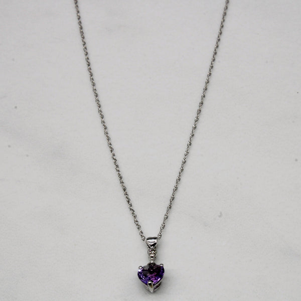 Amethyst & Diamond Necklace | 0.30ct, 0.01ct | 18