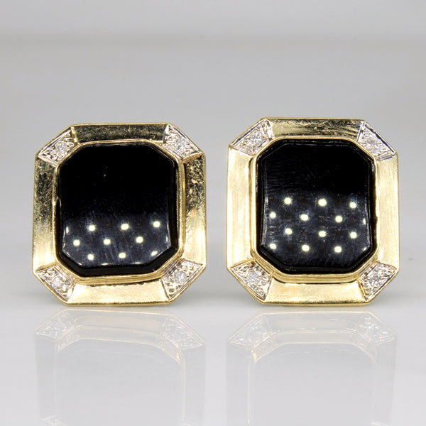 Onyx & Diamond Shield Earrings | 5.00ctw, 0.08ctw |