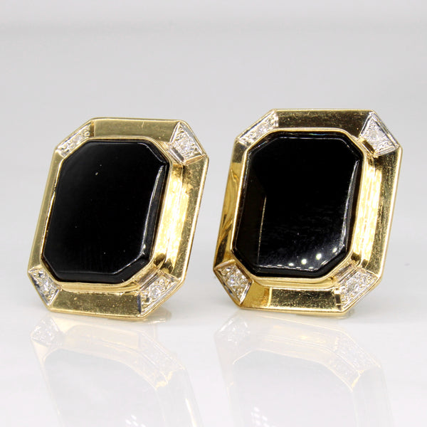 Onyx & Diamond Shield Earrings | 5.00ctw, 0.08ctw |
