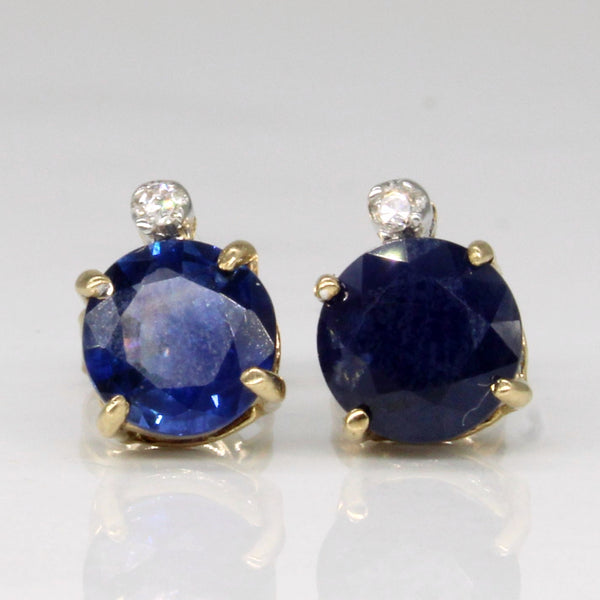 Sapphire & Diamond Stud Earrings | 1.20ctw, 0.02ctw |