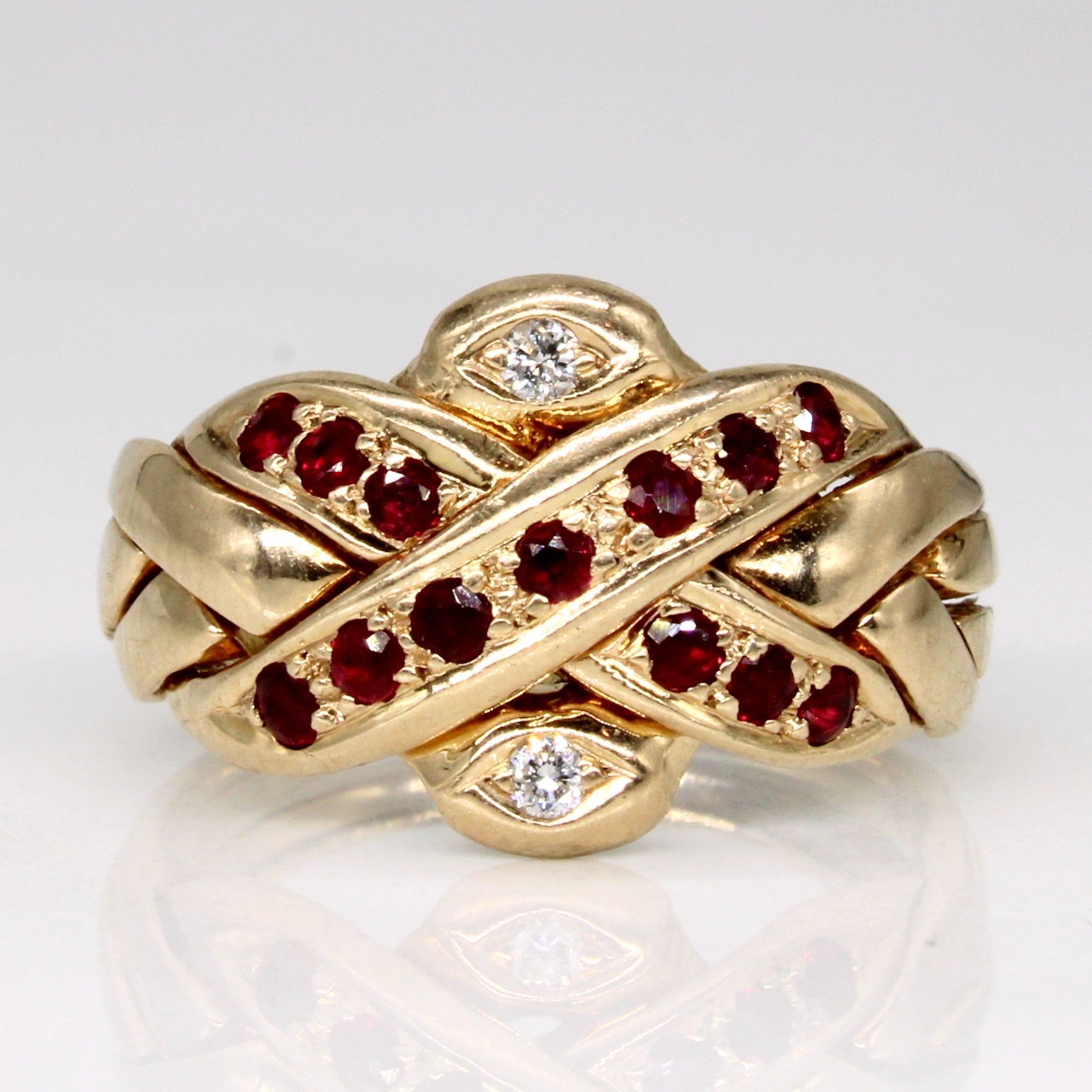 Ruby & Diamond Puzzle Ring | 0.28ctw, 0.04ctw | SZ 6.25 |