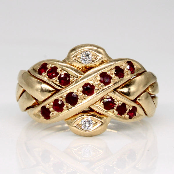 Ruby & Diamond Puzzle Ring | 0.28ctw, 0.04ctw | SZ 6.25 |