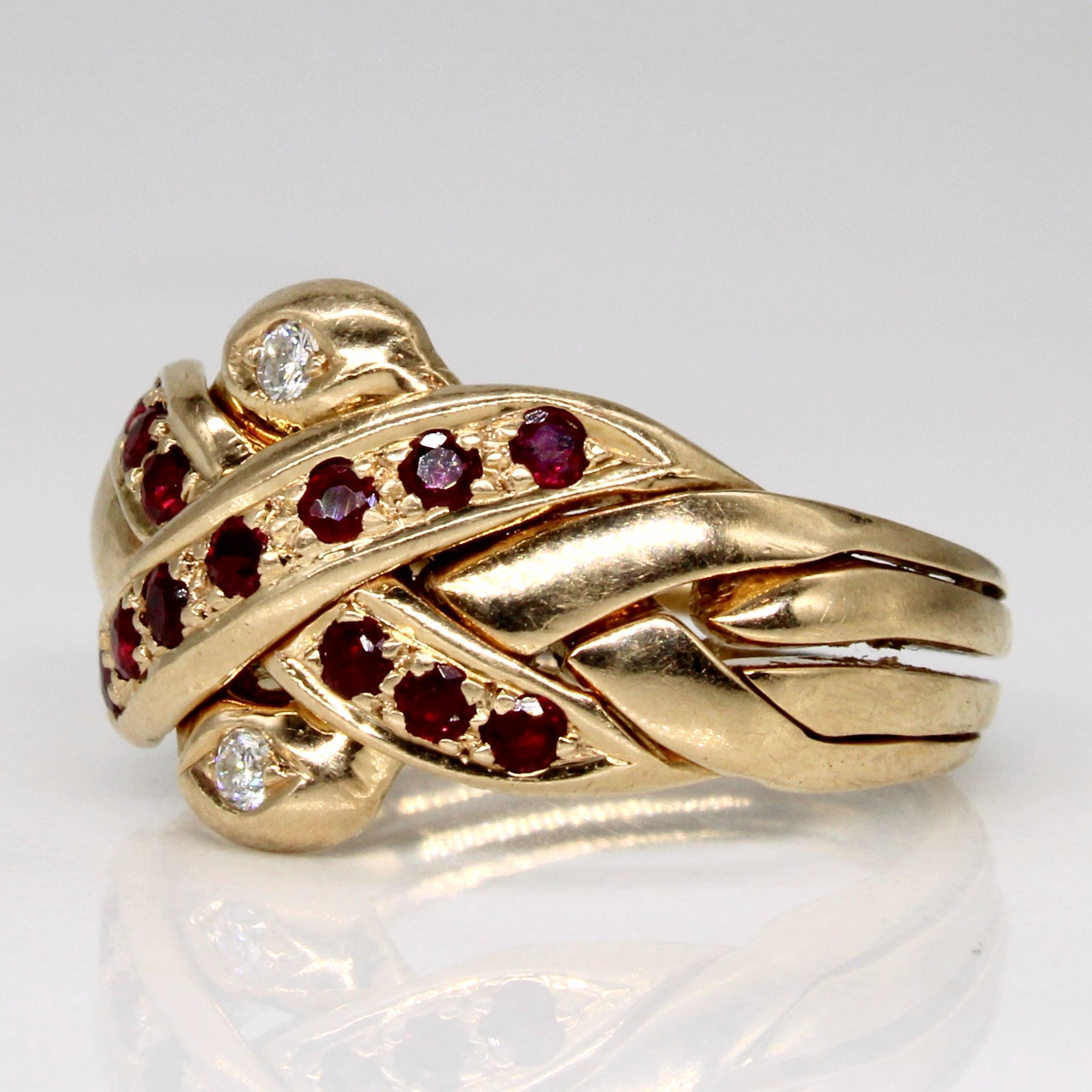 Ruby & Diamond Puzzle Ring | 0.28ctw, 0.04ctw | SZ 6.25 |