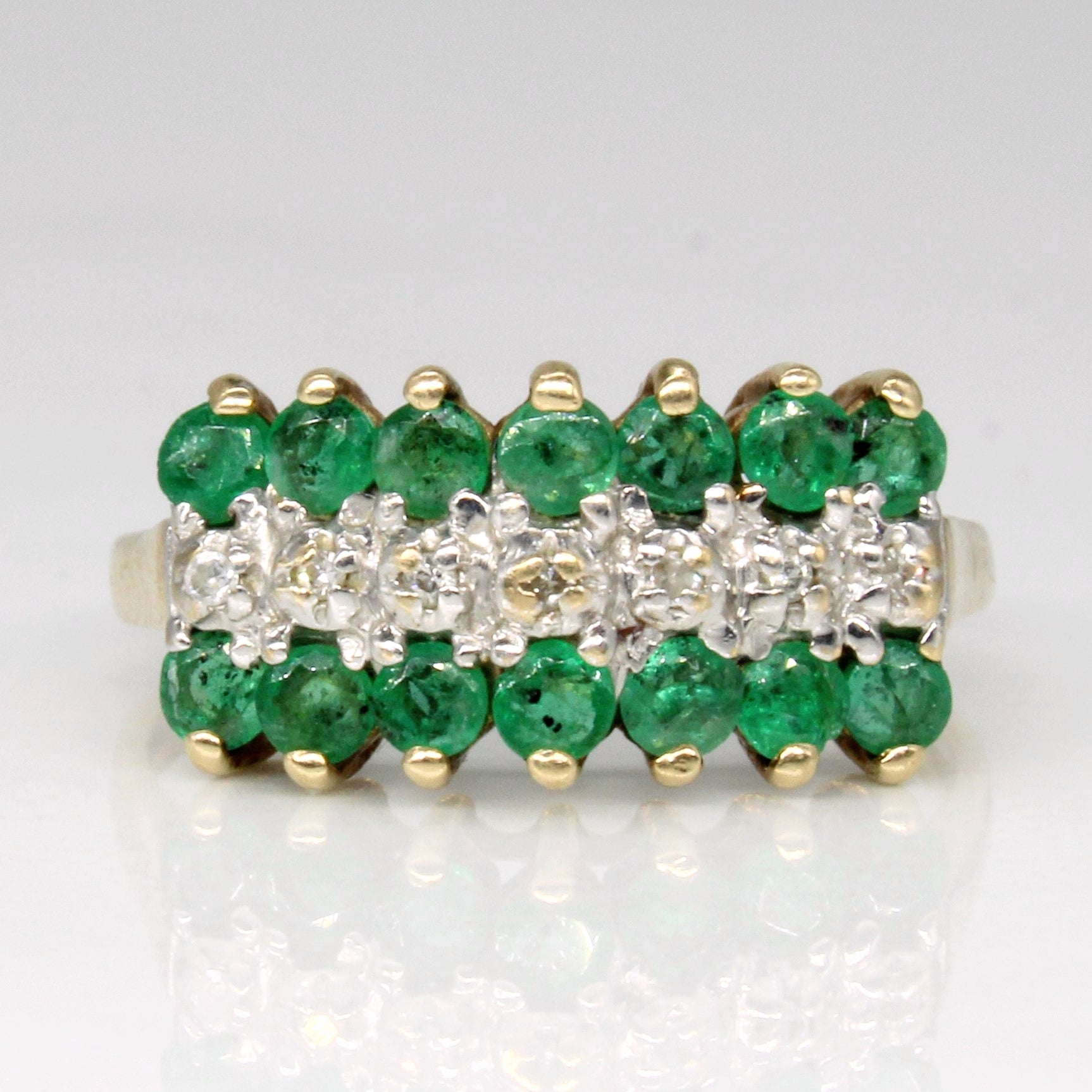 Emerald & Diamond Cluster Ring | 0.56ctw, 0.03ctw | SZ 6.25 |