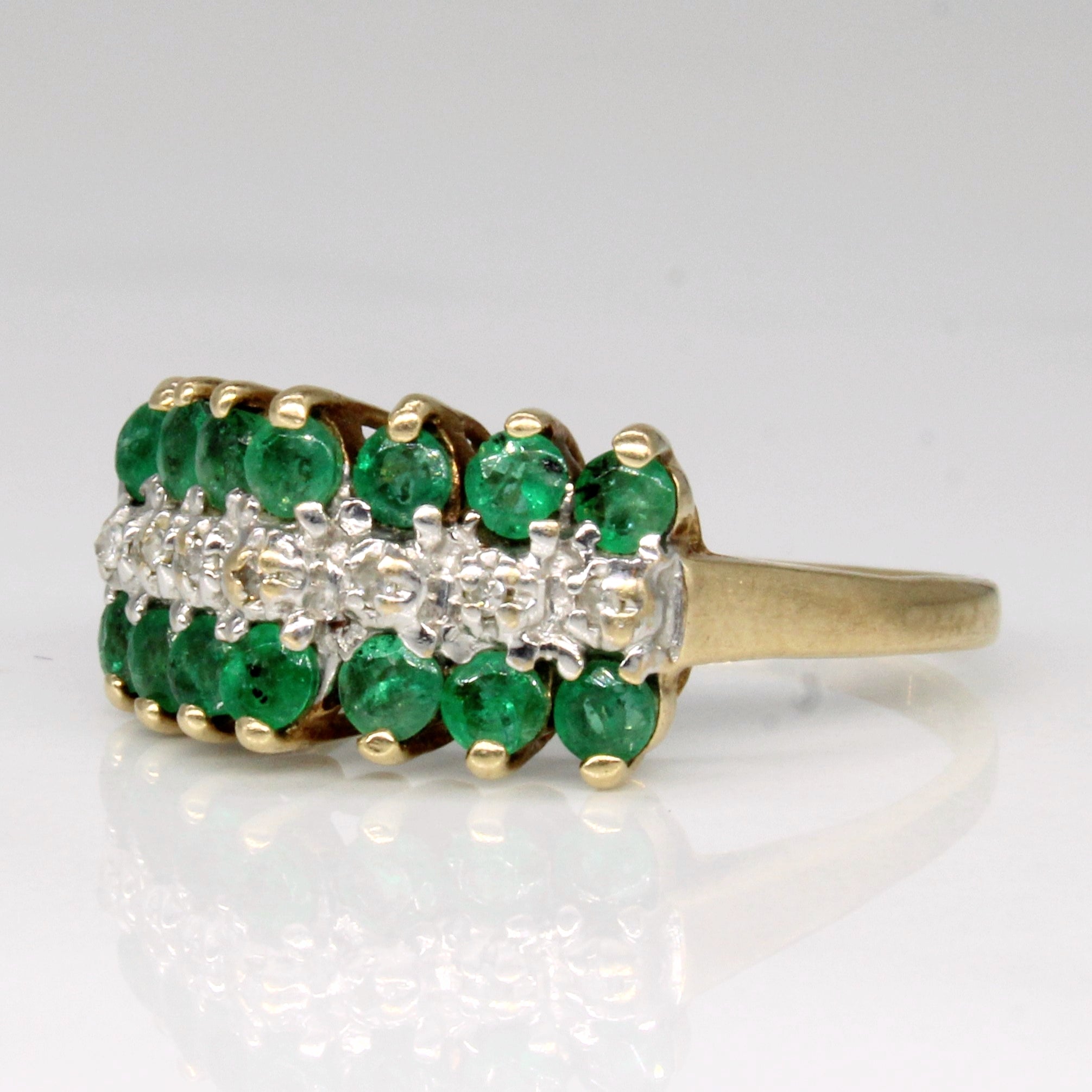 Emerald & Diamond Cluster Ring | 0.56ctw, 0.03ctw | SZ 6.25 |