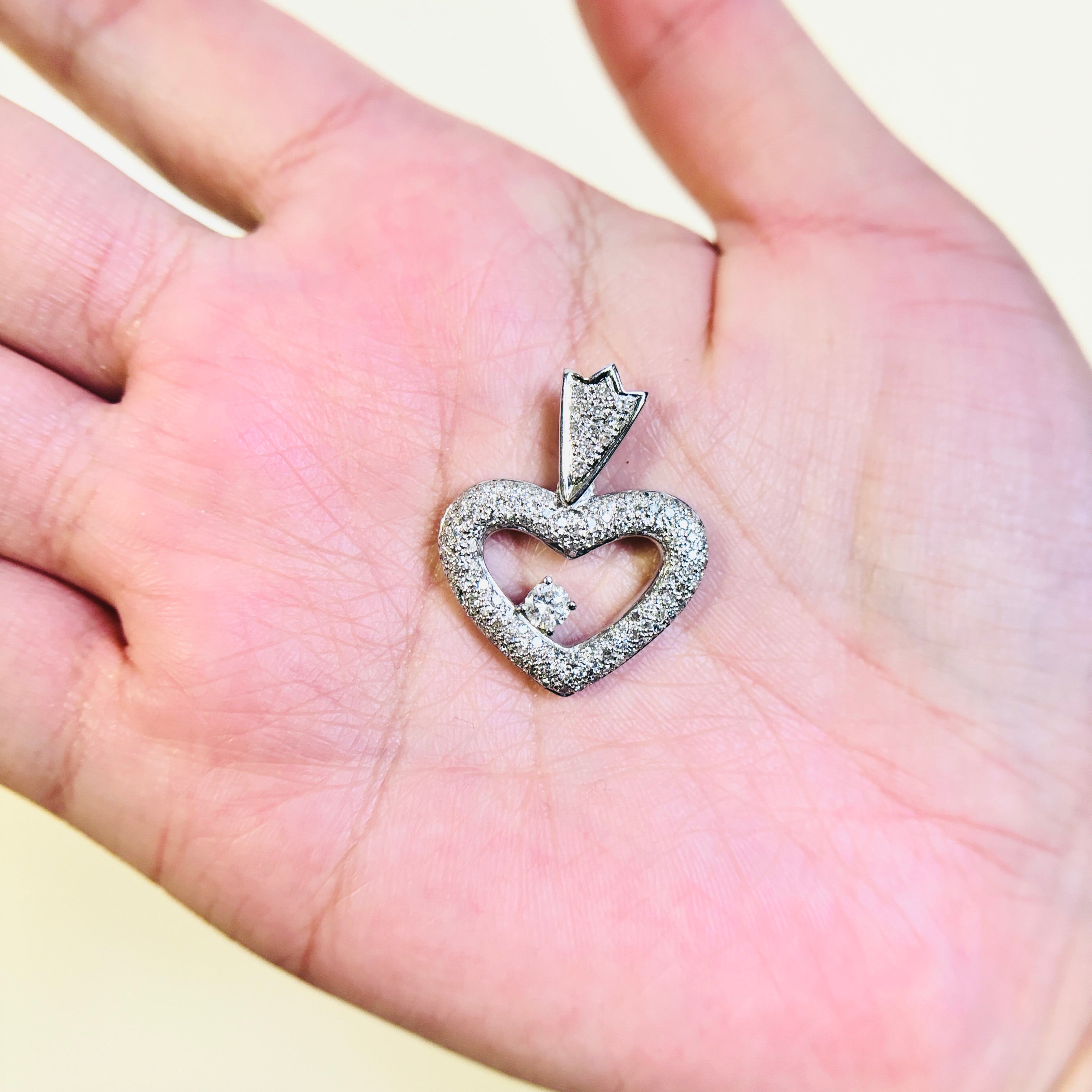 14K White Gold Heart Shaped Diamond Pendant | 1.14ctw