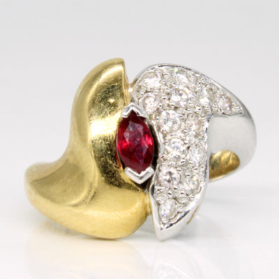 Diamond & Ruby Cocktail Ring | 0.29ctw, 0.20ct | SZ 5.75 |