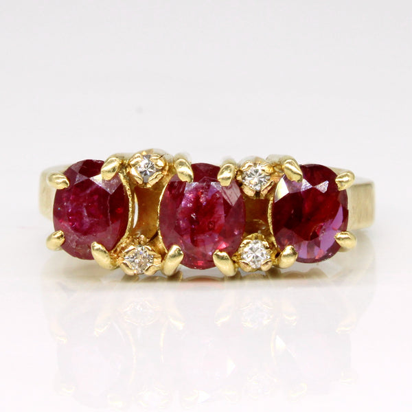 Glass Filled Ruby & Diamond Ring | 1.10ctw, 0.06ctw | SZ 7.25 |