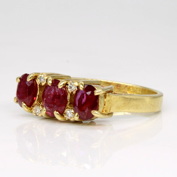 Glass Filled Ruby & Diamond Ring | 1.10ctw, 0.06ctw | SZ 7.25 |