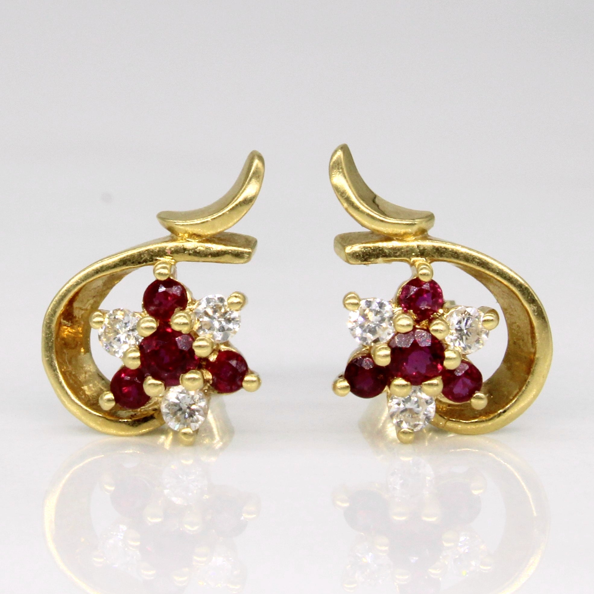 Ruby & Diamond Earrings | 0.20ctw, 0.18ctw |