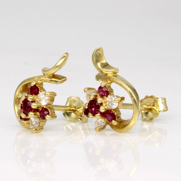 Ruby & Diamond Earrings | 0.20ctw, 0.18ctw |