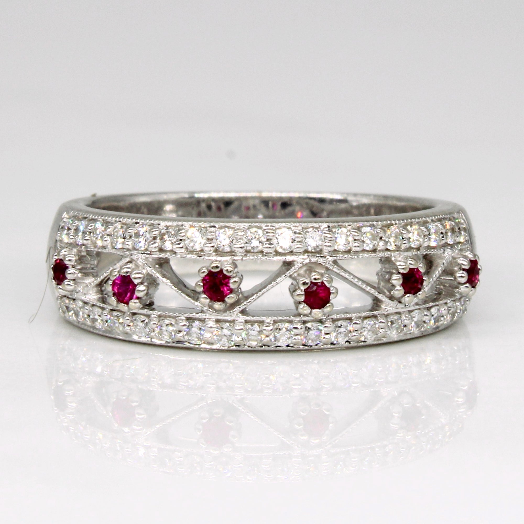 Diamond & Ruby Lattice Ring | 0.25ctw, 0.09ctw | SZ 7 |