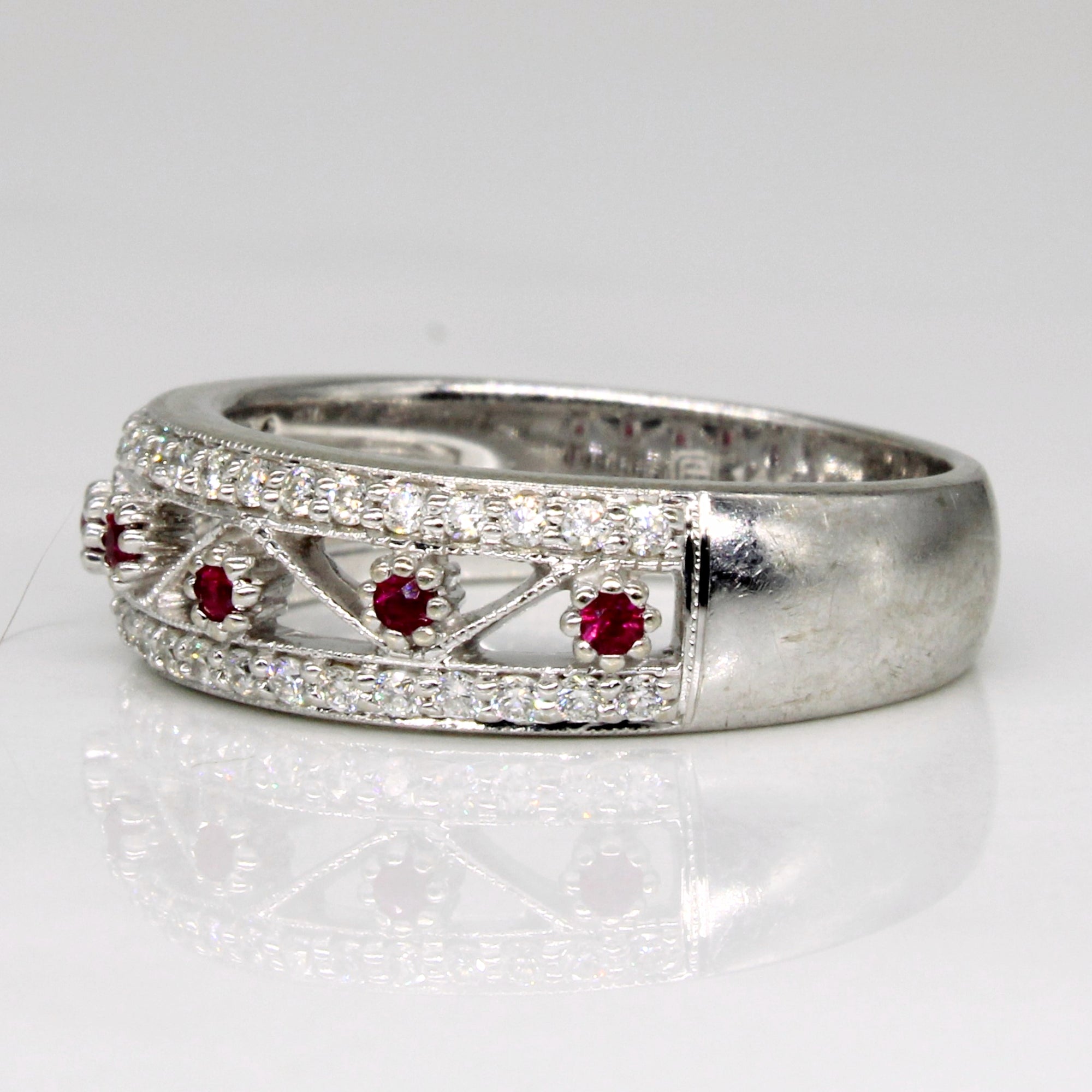 Diamond & Ruby Lattice Ring | 0.25ctw, 0.09ctw | SZ 7 |