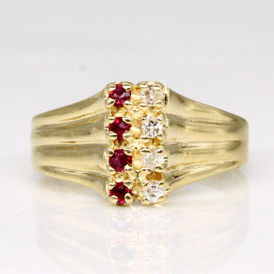 Diamond & Ruby Cocktail Ring | 0.04ctw, 0.04ctw | SZ 2.75 |
