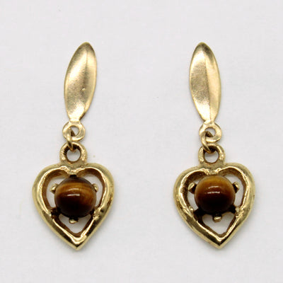 Tiger's Eye Drop Heart Earrings | 1.60ctw |