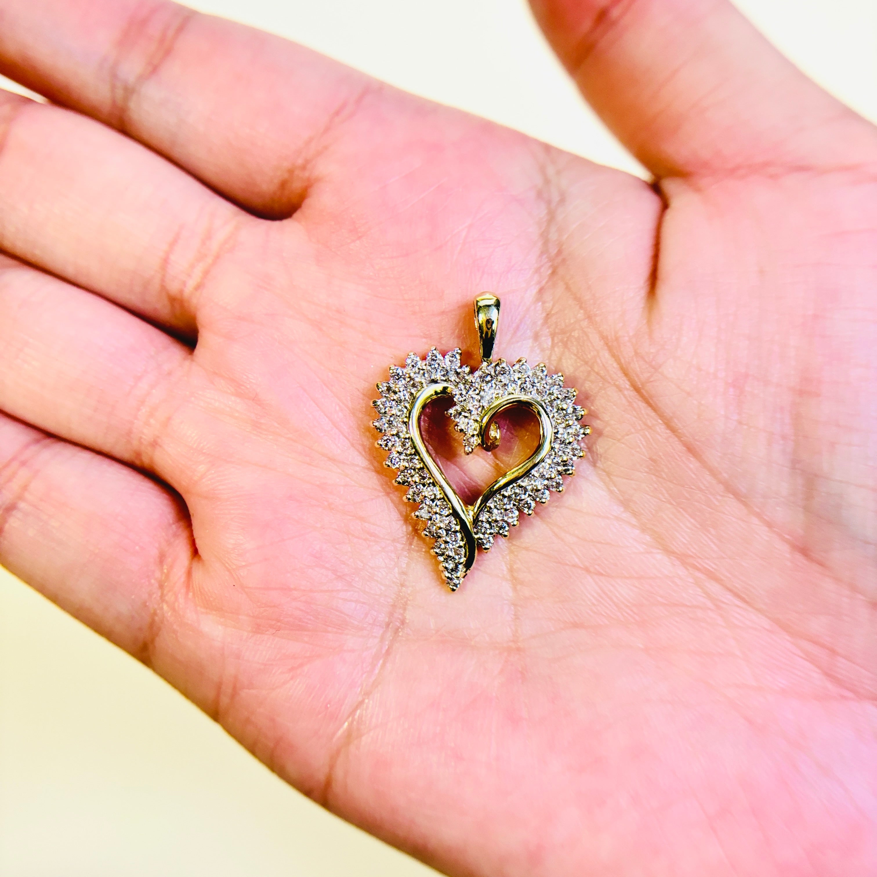 14K Yellow Gold Heart Shaped Diamond Pendant | 1.09ctw