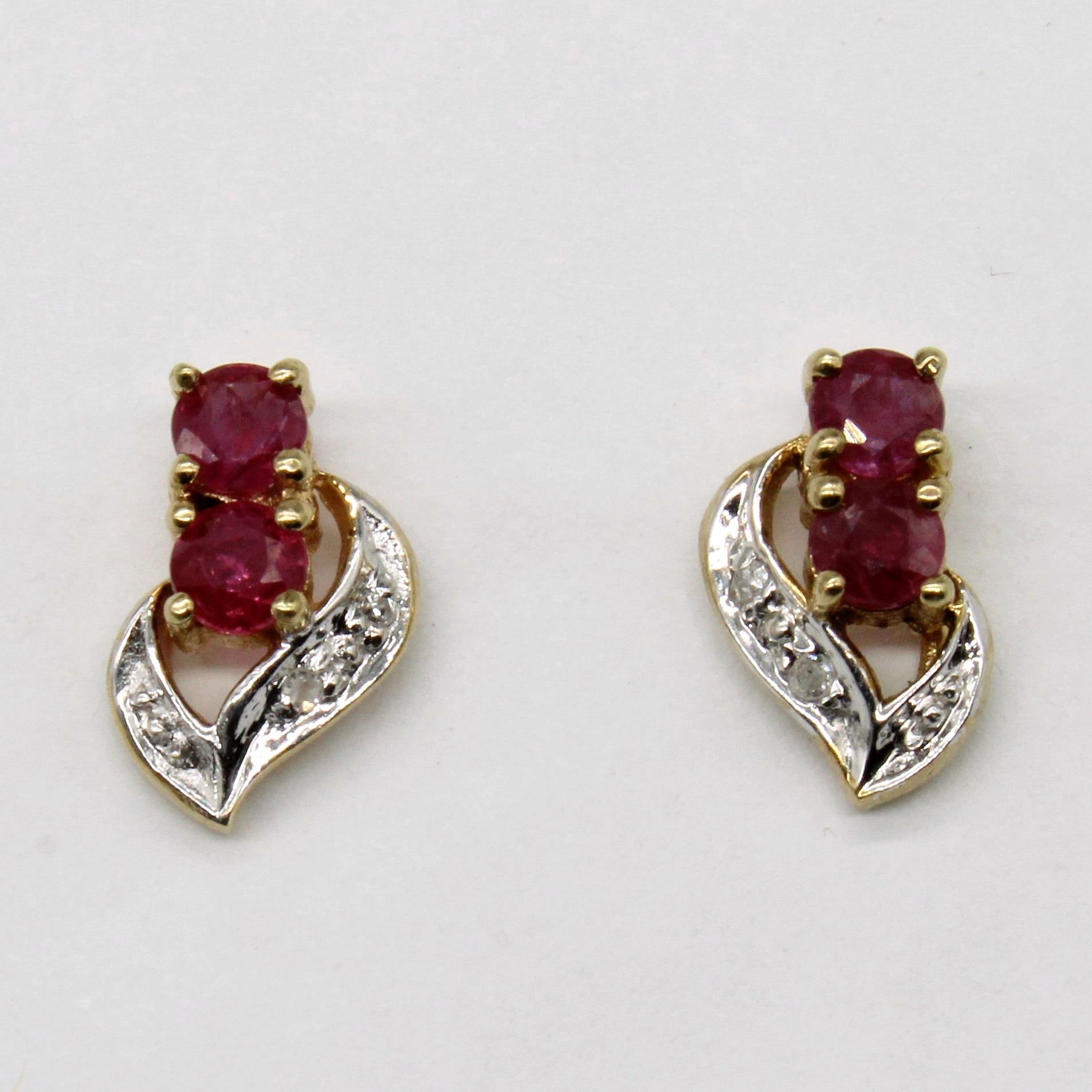 Ruby & Diamond Earrings | 0.18ctw, 0.01ctw |