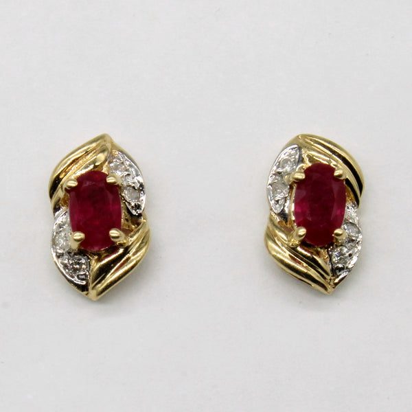 Ruby & Diamond Earrings | 0.44ctw, 0.01ctw |