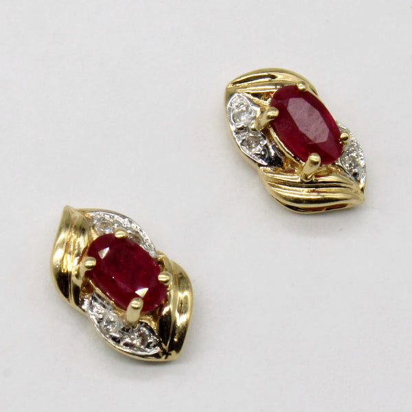 Ruby & Diamond Earrings | 0.44ctw, 0.01ctw |