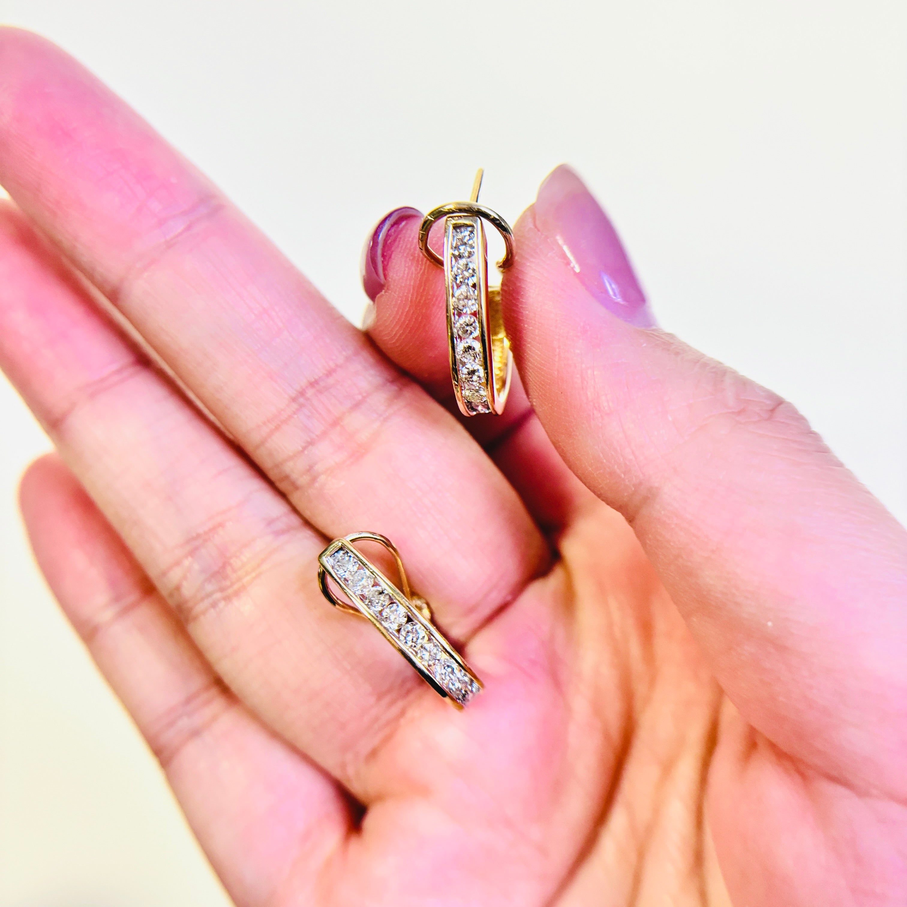 14K Yellow Gold Diamond Huggie Earrings | 0.77ctw
