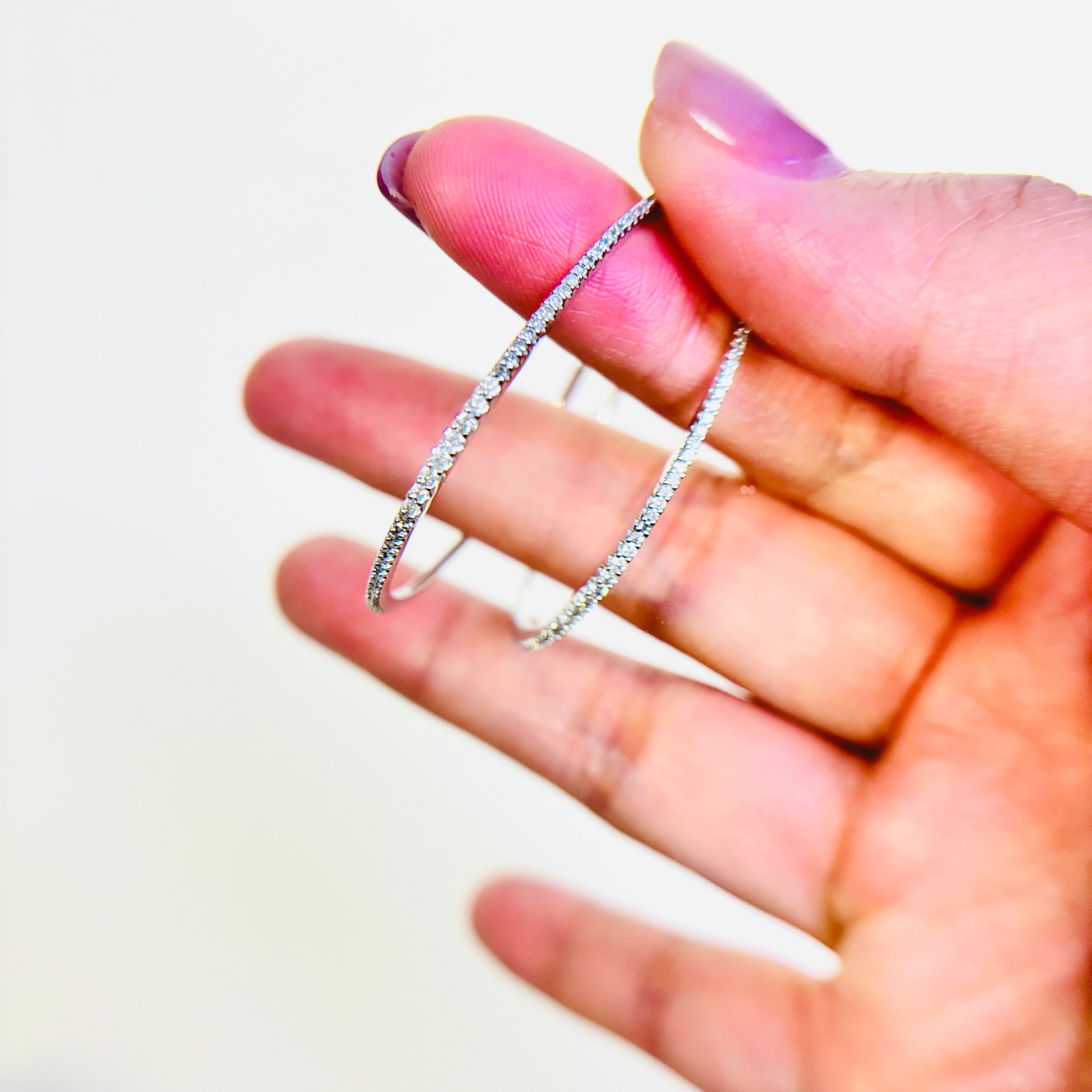 10k White Diamond Hoop Earrings | 0.55ctw