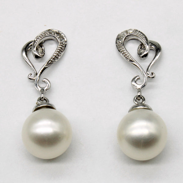 Pearl & Diamond Heart Earrings | 0.02ctw |