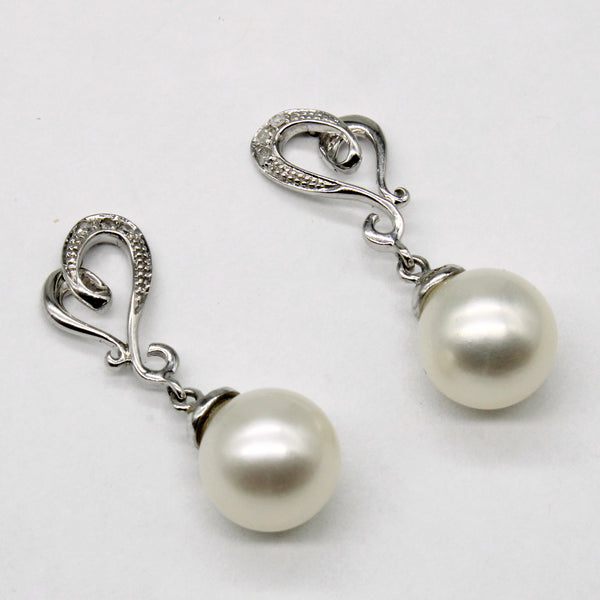 Pearl & Diamond Heart Earrings | 0.02ctw |