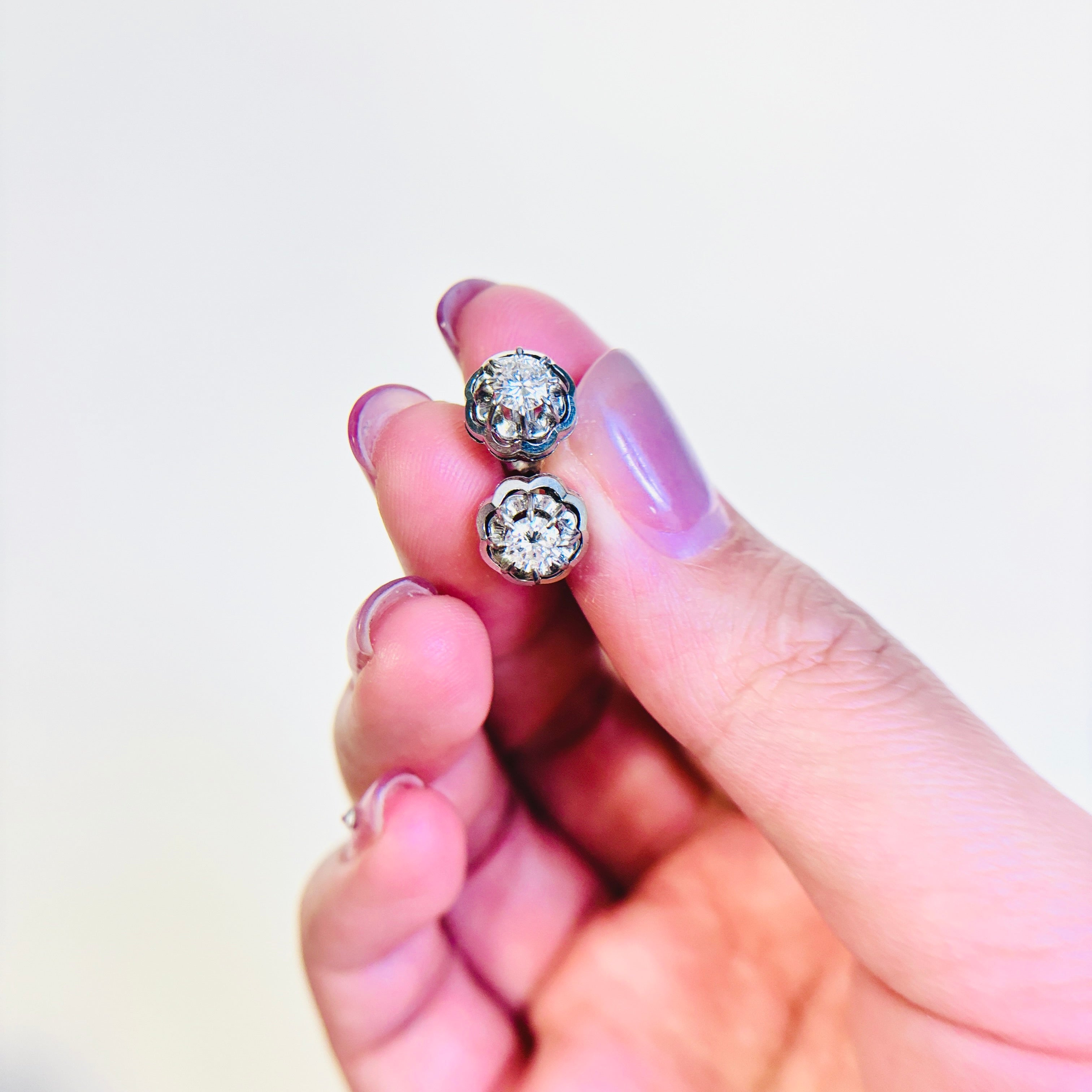 14k White Gold Diamond Stud Earrings | 0.57ctw