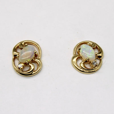 Opal & Diamond Earrings | 0.50ctw, 0.03ctw |