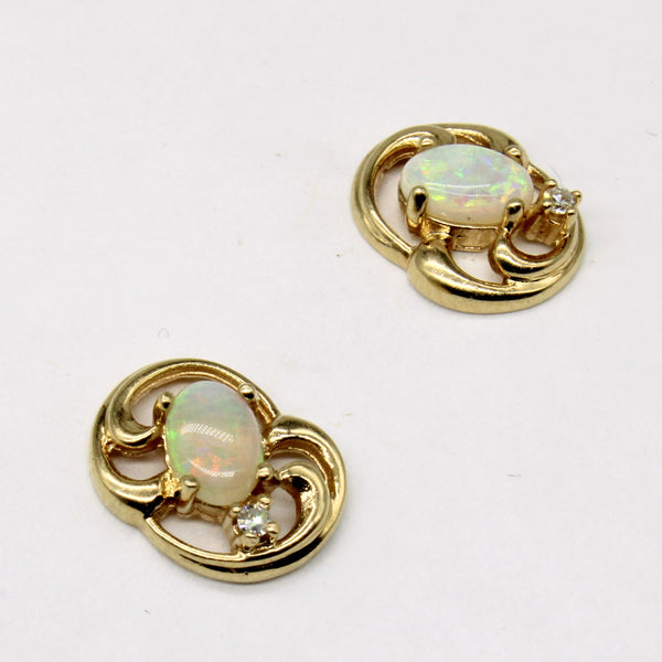 Opal & Diamond Earrings | 0.50ctw, 0.03ctw |
