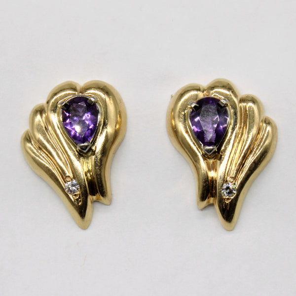 Amethyst & Diamond Earrings | 1.00ctw, 0.02ctw |