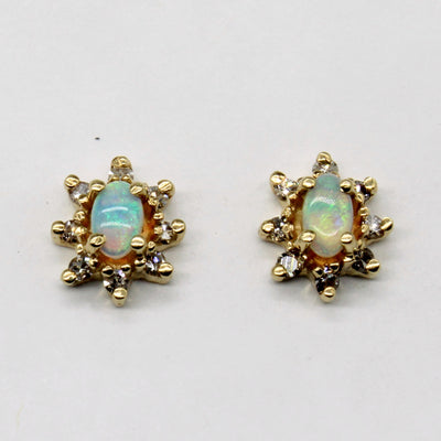 Opal & Diamond Stud Earrings | 0.22ctw, 0.08ctw |