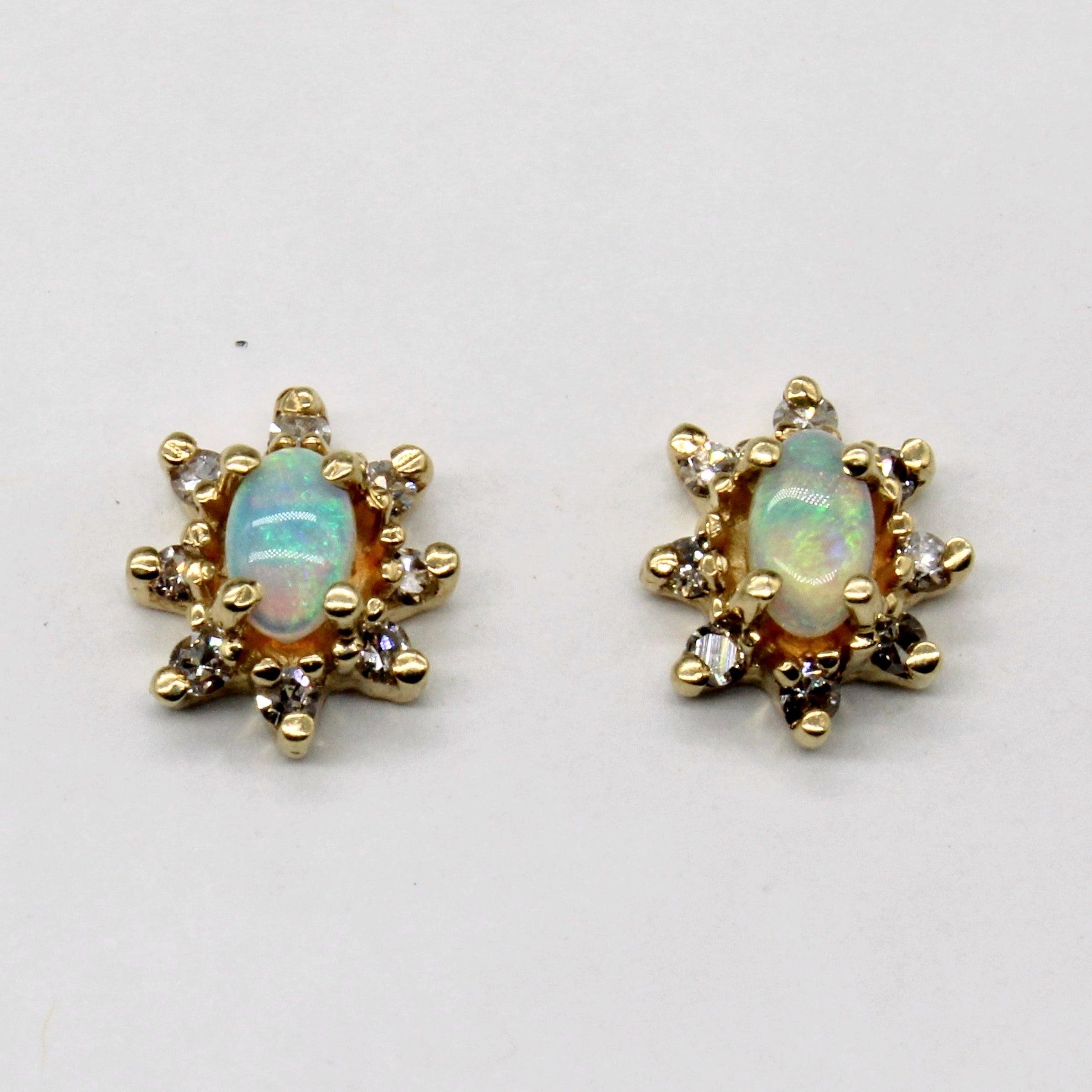 Opal & Diamond Stud Earrings | 0.22ctw, 0.08ctw |