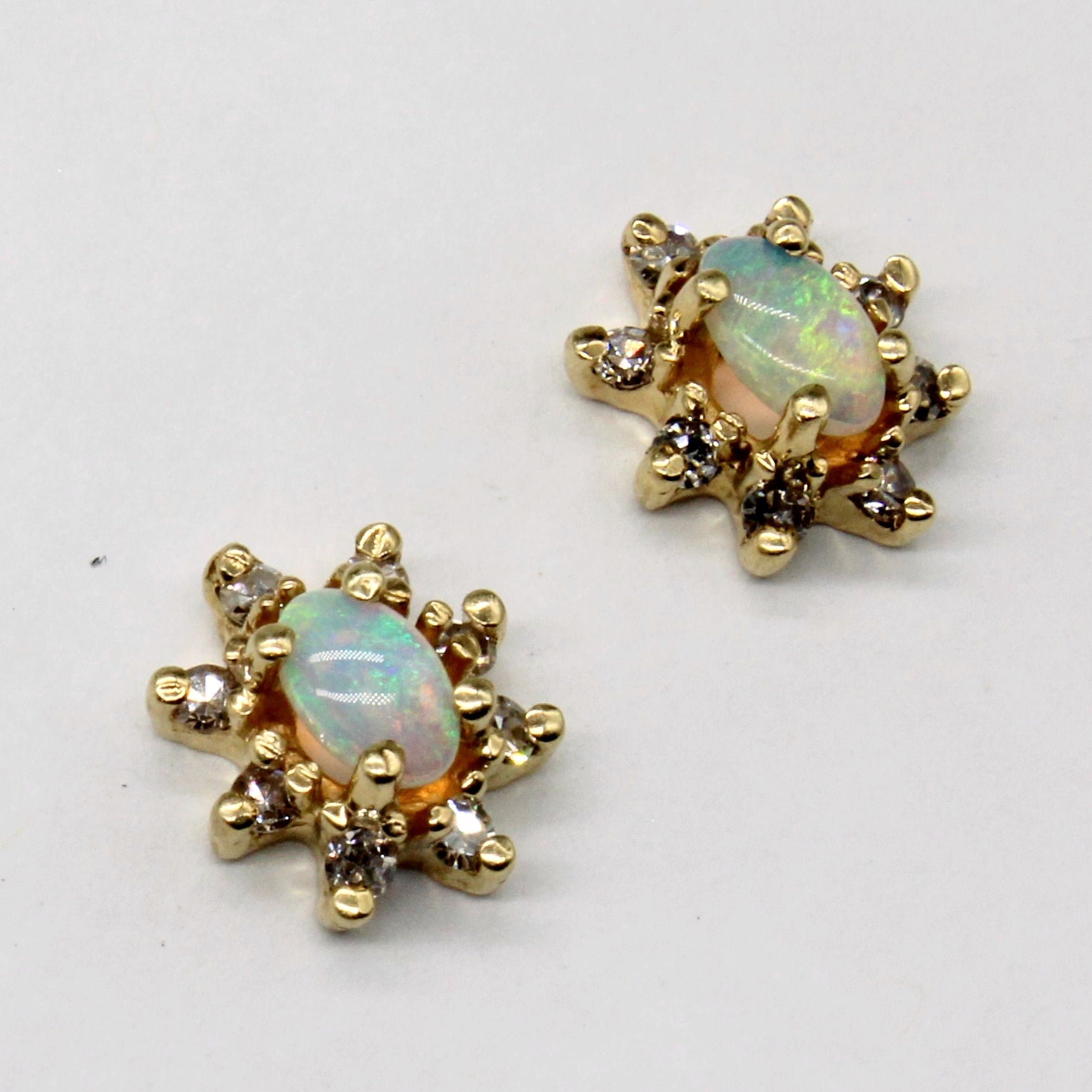 Opal & Diamond Stud Earrings | 0.22ctw, 0.08ctw |