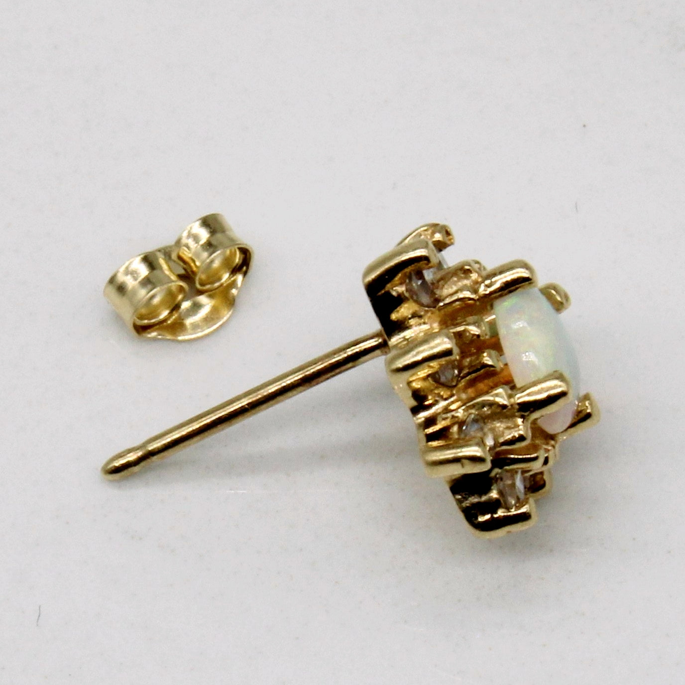 Opal & Diamond Stud Earrings | 0.22ctw, 0.08ctw |