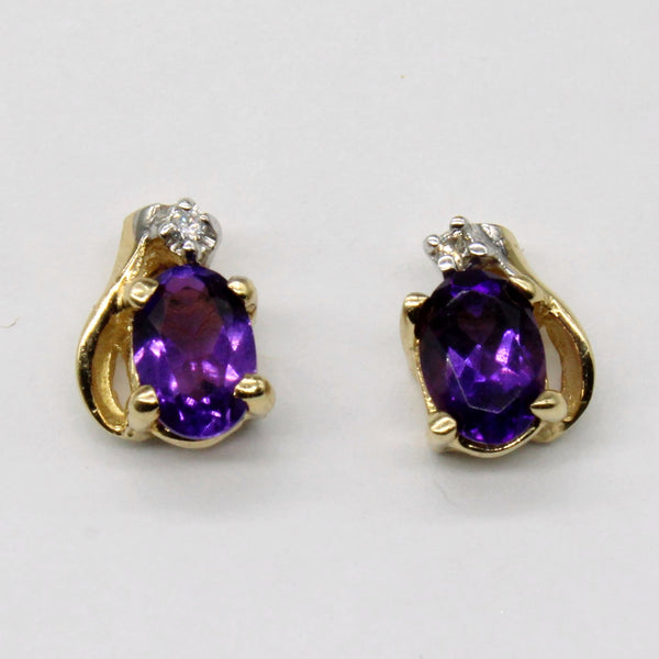 Amethyst & Diamond Earrings | 0.60ctw, 0.02ctw |