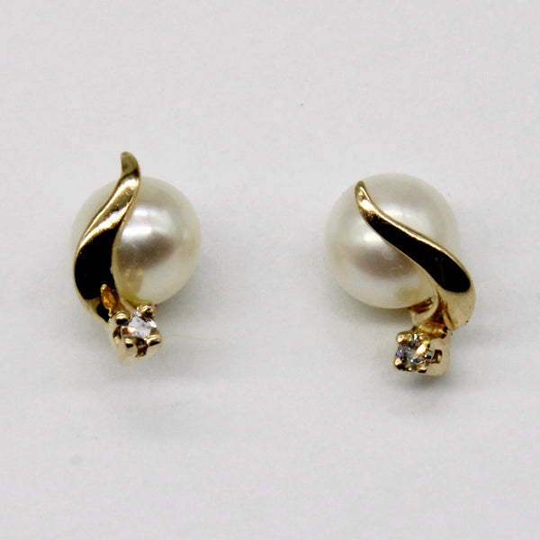 Pearl & Diamond Earrings | 0.01ctw |