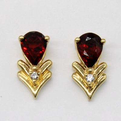 Garnet & Diamond Earrings | 1.40ctw, 0.03ctw |