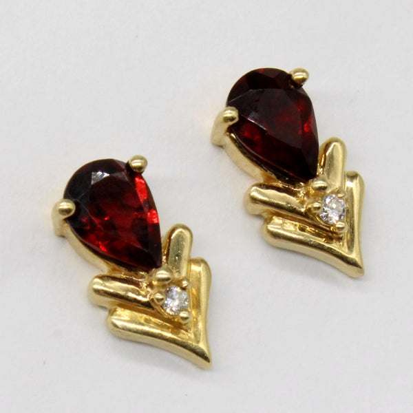 Garnet & Diamond Earrings | 1.40ctw, 0.03ctw |