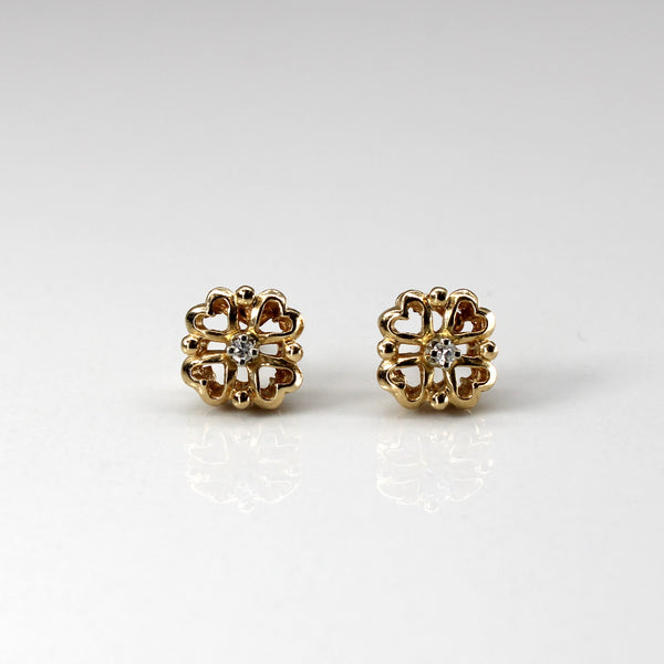 Floral Design Diamond Studs | 0.02ctw |