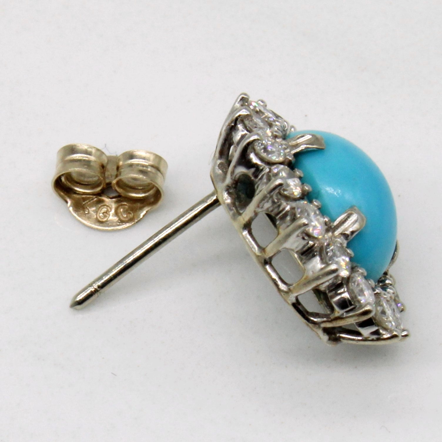 Turquoise & Diamond Halo Earrings | 2.80ctw, 0.38ctw |