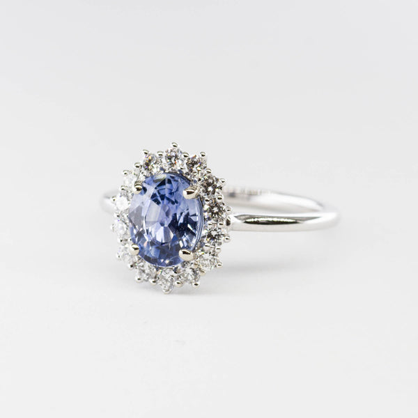 100 Ways' Oval Sapphire and Halo Diamond Ring | 1.62ct, 0.38ctw | SZ 6.75 |